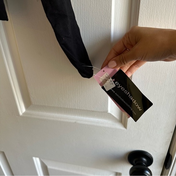 Vintage Y2K Eyeshadow Abstract Striped One Shoulder Retro Top Black Turquoise L - Picture 10 of 11